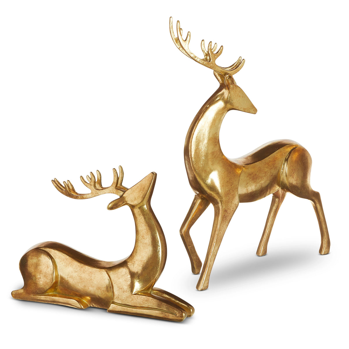 Set of 2 Aged Gold Deer