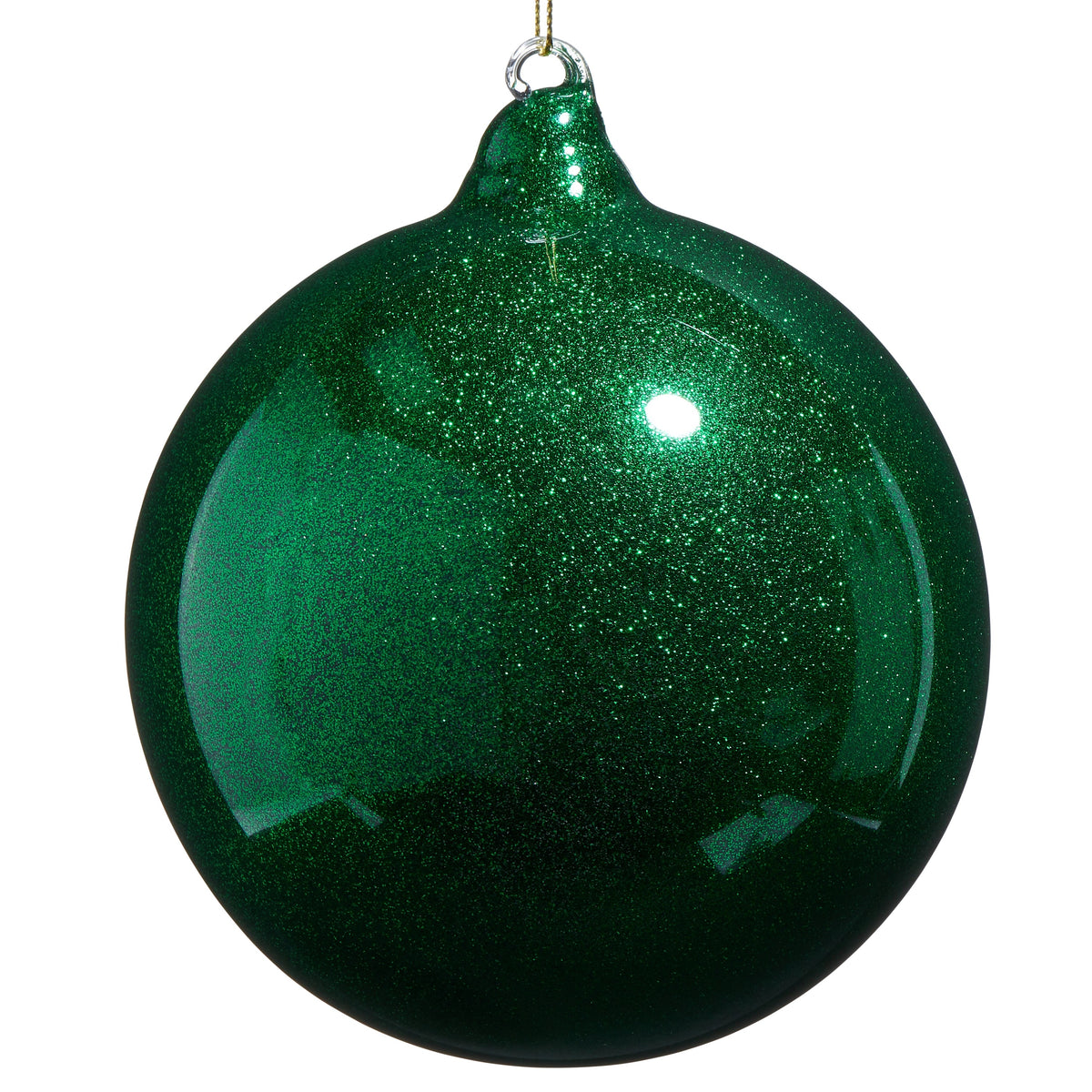 5" Green Glitter Blown Glass Ball Ornament