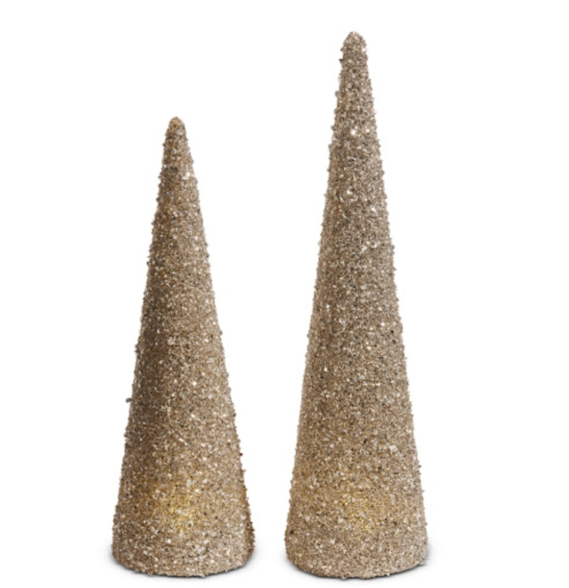 Set of 2 Silver Glitter Cone Trees