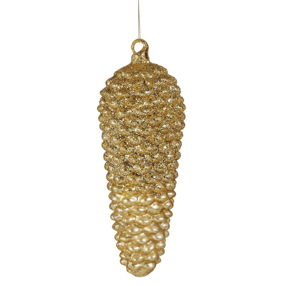 12" Gold Glitter Pinecone Ornament