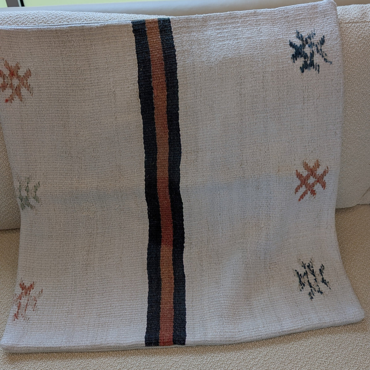 Cream Stripe Vintage Pillow