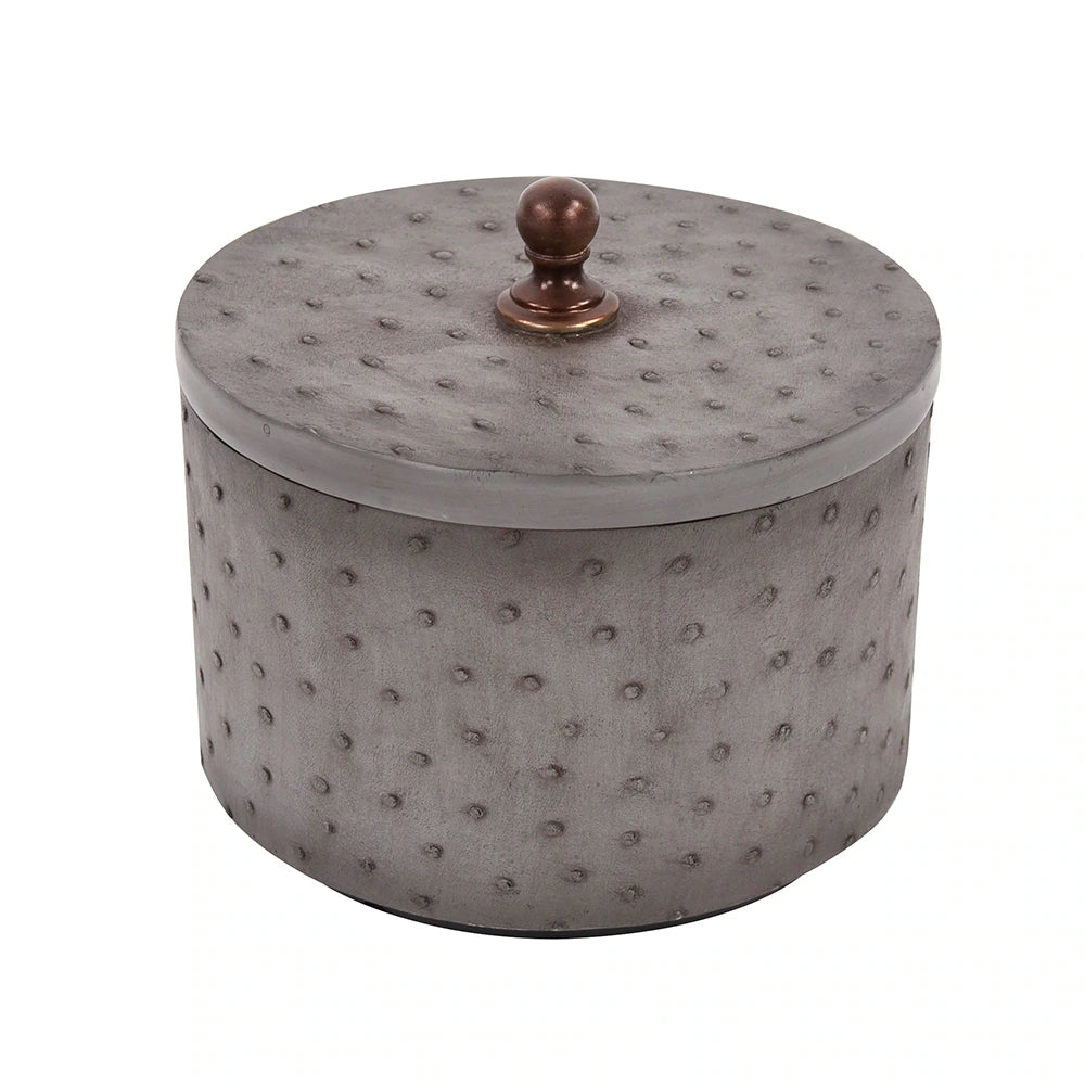 Round Faux Ostrich Box- SM*