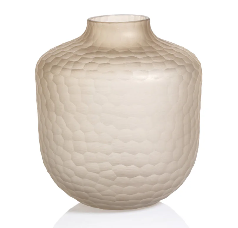 Arosa Glass Frosted Vase - Taupe