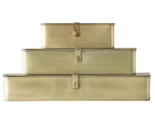 Decorative Metal Boxes, Brass Finish