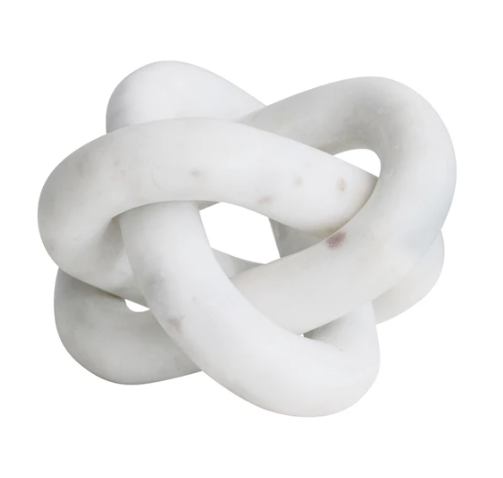 Marble Chain Knot Décor w/ 3 Links, White