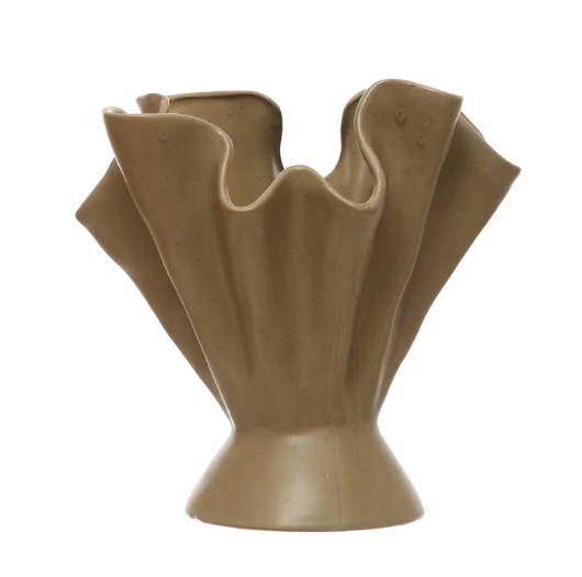 Stoneware Ruffled Vase
