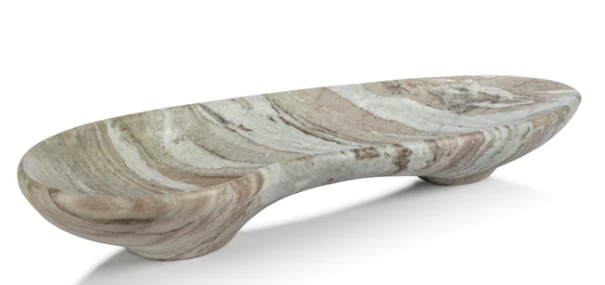 Arabescato Large Organic Shape Marble Bowl