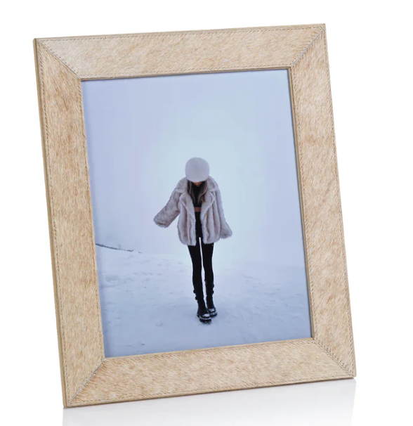 Corviglia Hair On Hide Leather Photo Frame - Tan - 8x10