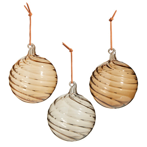 Taupe Blown Glass Ball Ornament 4"