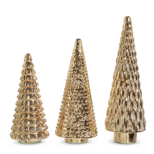 Gold Pattern Trees Set of 3