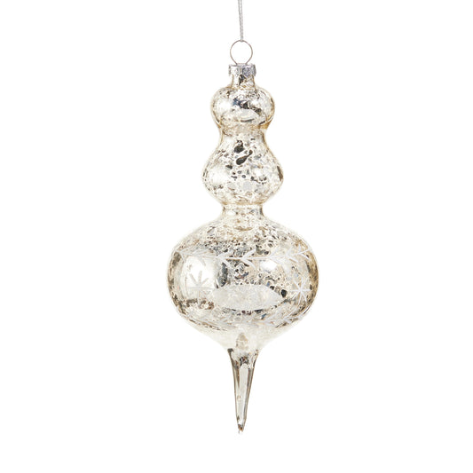 6.75" Silver Mercury Glass Finial Ornament