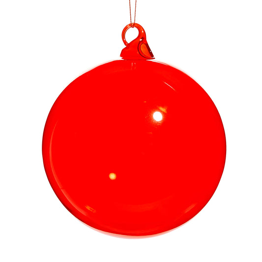 5" Red Sheer Blown Glass Ball Ornament