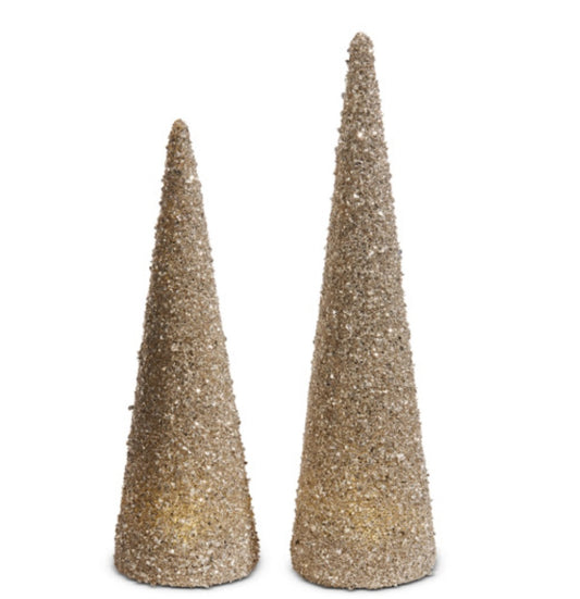 Set of 2 Silver Glitter Cone Trees