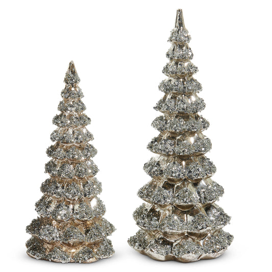 Set of Silver Sequin Trees