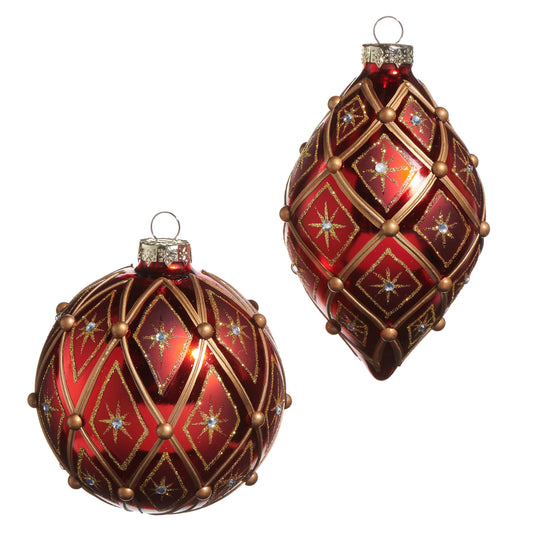 4" Red Gold Deco Ornament