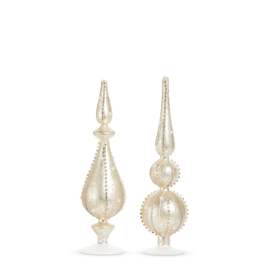 12.5" Silver Mercury Glass Pearl Finial