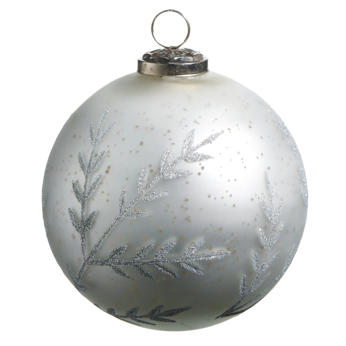 5" Frost White Mercury Glass Ball Ornament