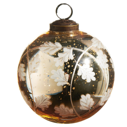 4" Bronze Oak Leaf Mercury Glass Ornament