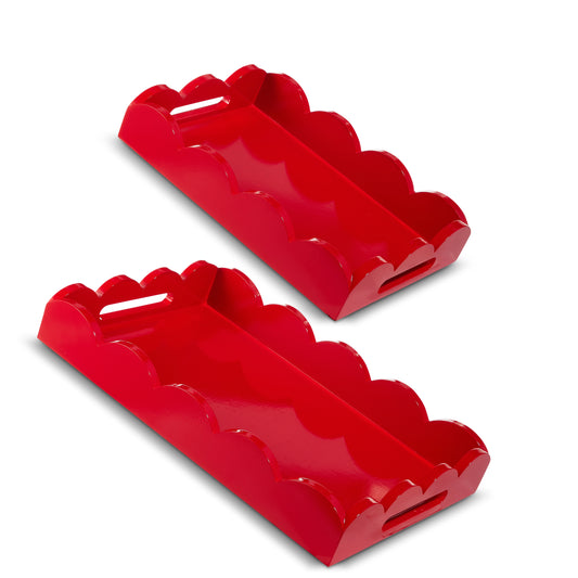 14" Red Scalloped Trays
