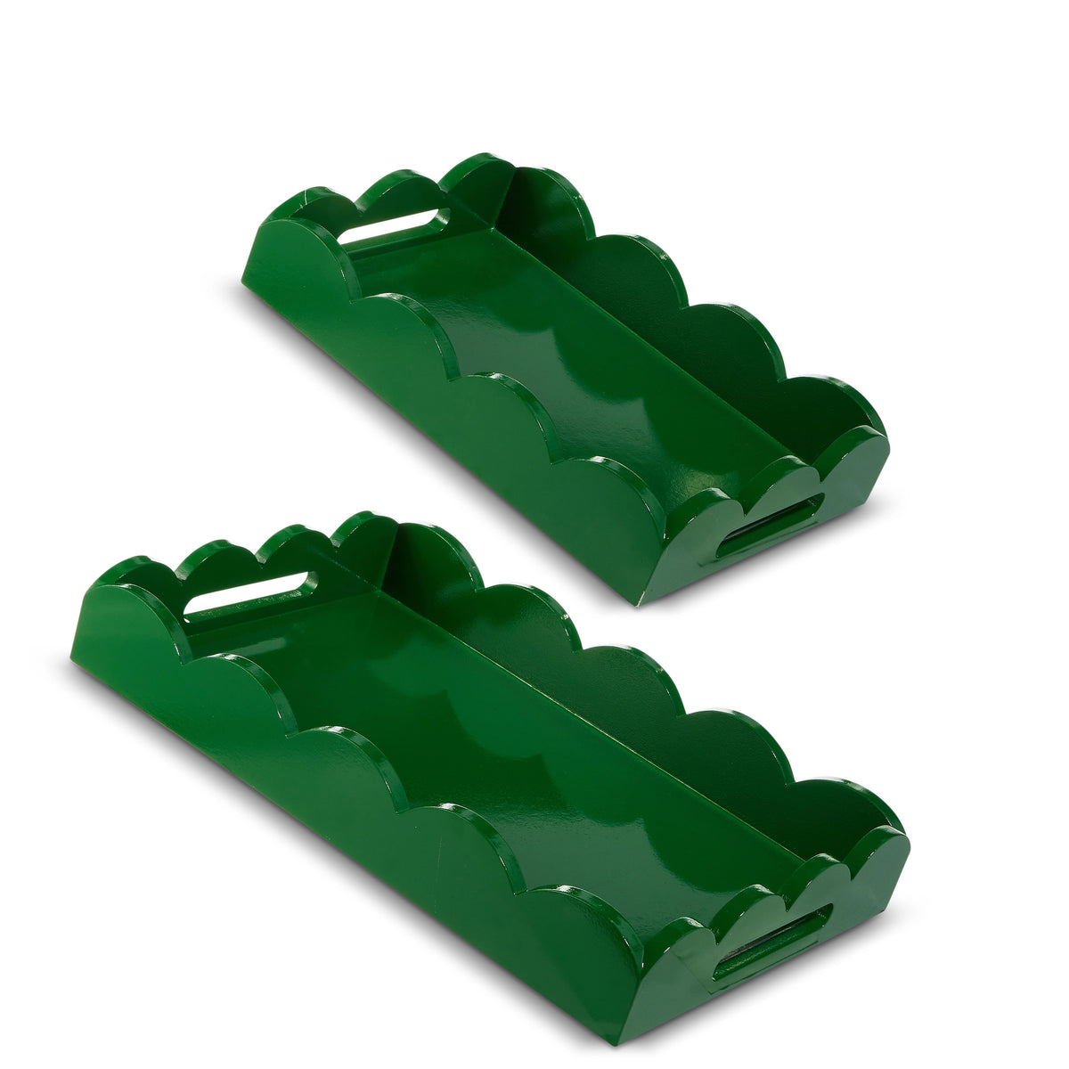 14" Green Scalloped Tray