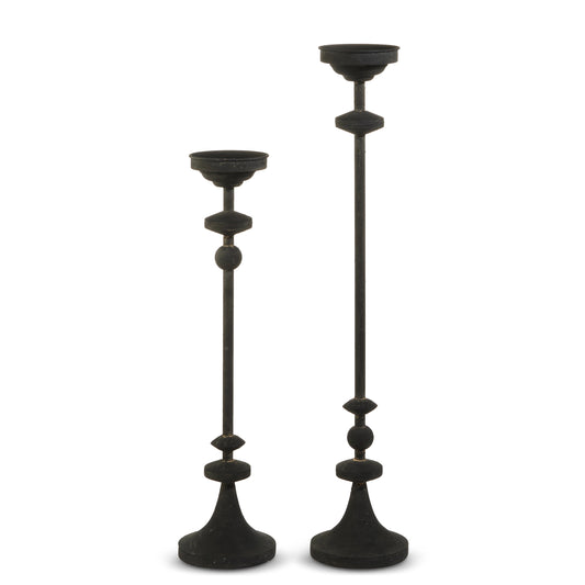 Set of 2 Black Candle Holder