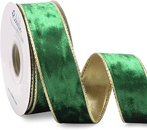 Emerald Green Velvet Wired Ribbon 1.5", 10 Yards