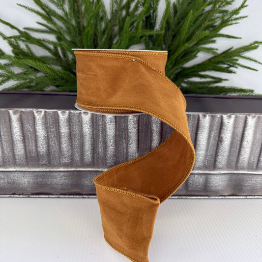2.5" Cognac Suede Ribbon