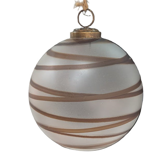 5" Glass Ball Ornament - Brown Swirl