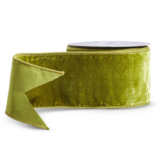 4" Apple Green Velvet Ribbon