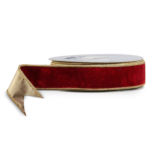1.5" Burgandy Velvet Wired Ribbon