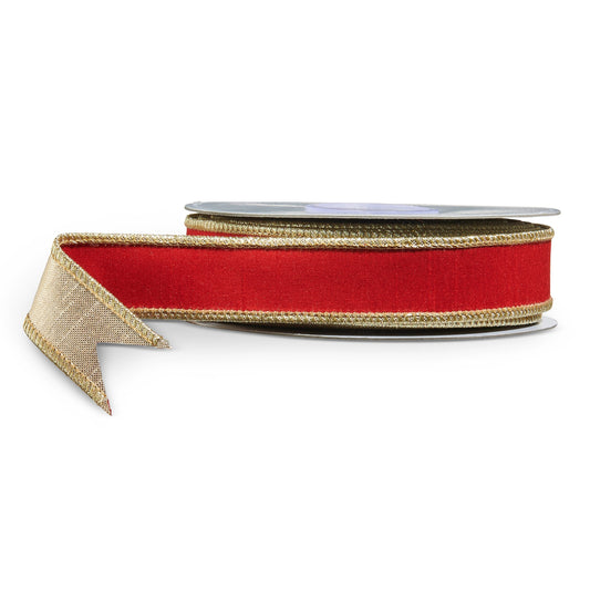 1" Red and Gold Wired Ribbon