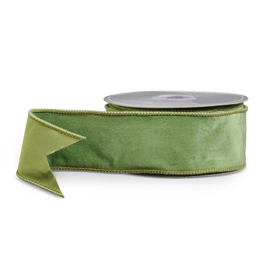 2.5" Sage Green Velvet Wired Ribbon