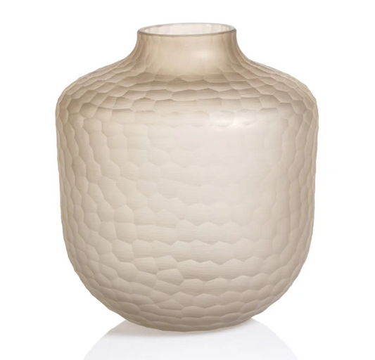 Arosa Glass Frosted Vase - Taupe