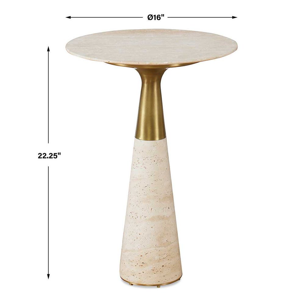 Pier Accent Table - Beige Travertine